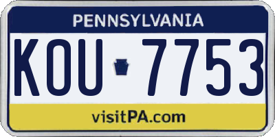 PA license plate KOU7753