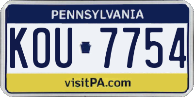 PA license plate KOU7754