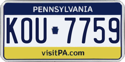 PA license plate KOU7759