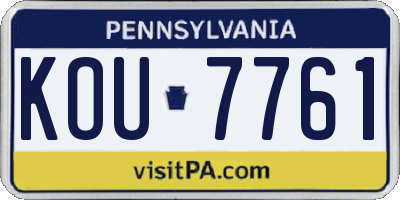 PA license plate KOU7761