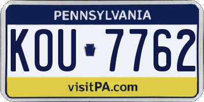 PA license plate KOU7762