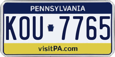 PA license plate KOU7765