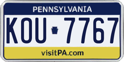 PA license plate KOU7767