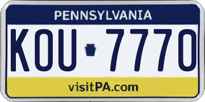PA license plate KOU7770