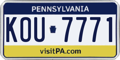 PA license plate KOU7771