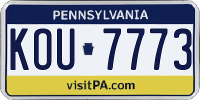 PA license plate KOU7773