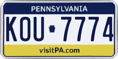 PA license plate KOU7774