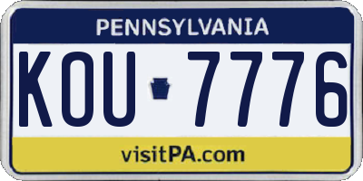 PA license plate KOU7776