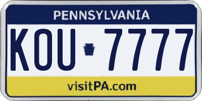 PA license plate KOU7777