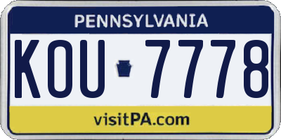 PA license plate KOU7778