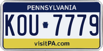 PA license plate KOU7779