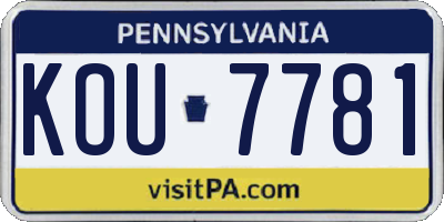 PA license plate KOU7781