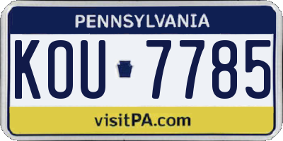 PA license plate KOU7785