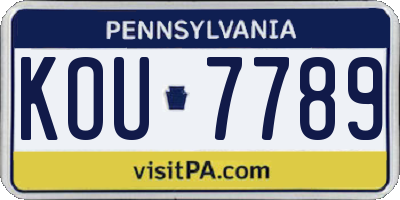 PA license plate KOU7789