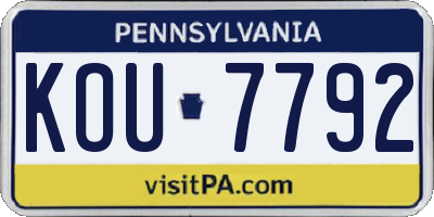 PA license plate KOU7792