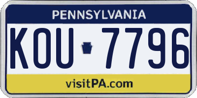 PA license plate KOU7796