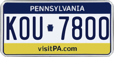 PA license plate KOU7800