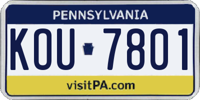 PA license plate KOU7801