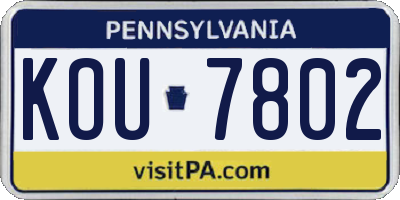 PA license plate KOU7802
