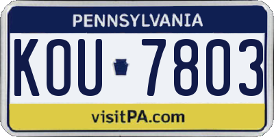 PA license plate KOU7803