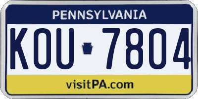 PA license plate KOU7804