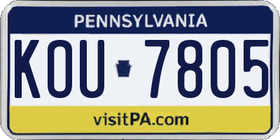 PA license plate KOU7805