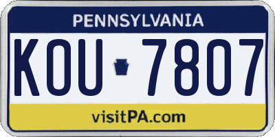 PA license plate KOU7807
