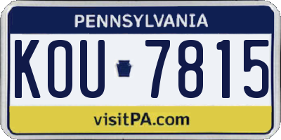 PA license plate KOU7815