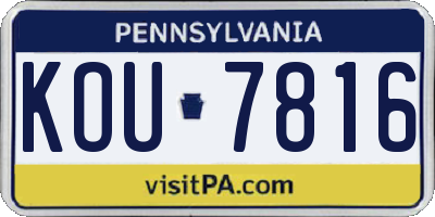 PA license plate KOU7816