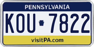 PA license plate KOU7822