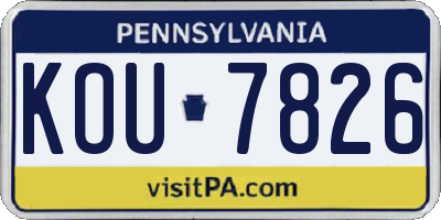 PA license plate KOU7826