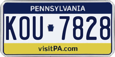 PA license plate KOU7828