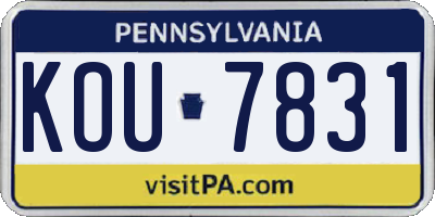 PA license plate KOU7831