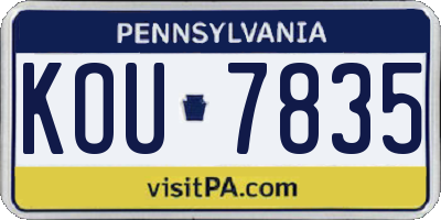 PA license plate KOU7835