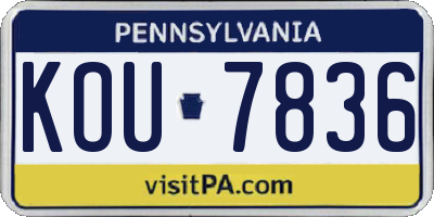 PA license plate KOU7836