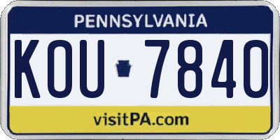 PA license plate KOU7840