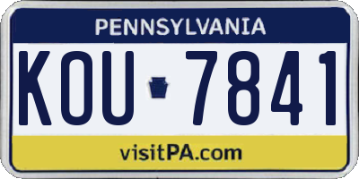 PA license plate KOU7841