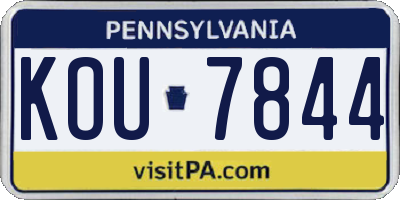 PA license plate KOU7844