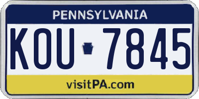 PA license plate KOU7845