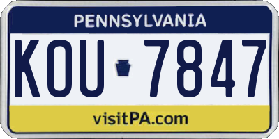 PA license plate KOU7847