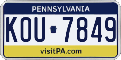 PA license plate KOU7849