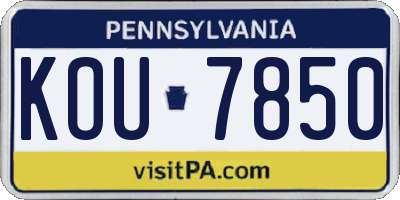 PA license plate KOU7850