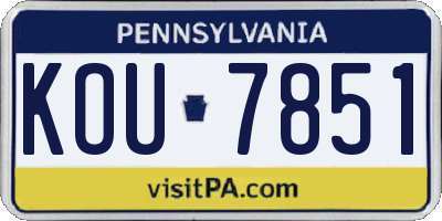 PA license plate KOU7851
