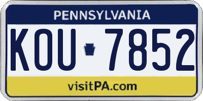 PA license plate KOU7852