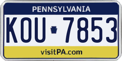 PA license plate KOU7853