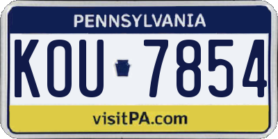PA license plate KOU7854