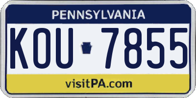 PA license plate KOU7855