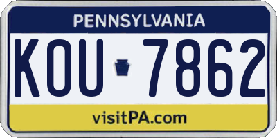 PA license plate KOU7862