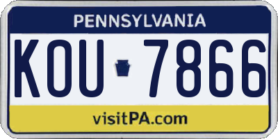 PA license plate KOU7866