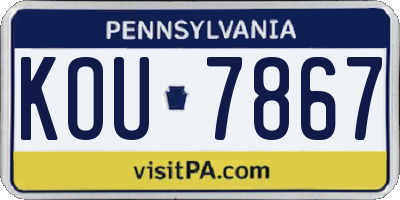 PA license plate KOU7867